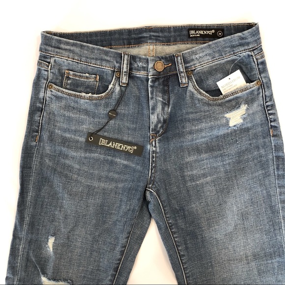 Blank NYC Kick Flare bedazzled Crop Fringe Jeans - Picture 10 of 11